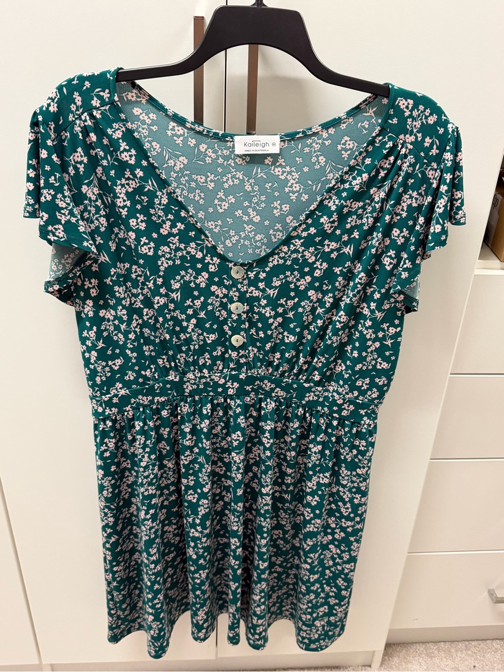 Kalleigh Green/Pink Floral Button-Front Dress, 3X